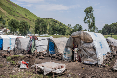 Zelte als vorübergehende Notunterkunft in Nord-Kivu