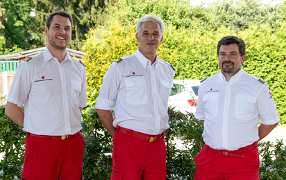 Das Bezirksrettungskommando Graz-Stadt im Juli 2023: Stephan Spelic, Peter Hoppenberger und Wolfgang Wild.