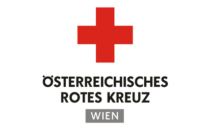 Das Logo des Roten Kreuzes Landesverband Wien Slogan Aus Liebe zum Menschen unten