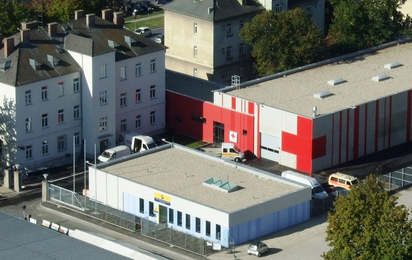 Rotkreuz-Bezirksstelle Marchfeld mit Blick von oben