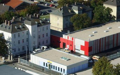 Rotkreuz-Bezirksstelle Marchfeld mit Blick von oben