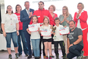 Gewinnergruppe Helfi 1 (6-8 Jahre) Herzliche Gratulation an die “Tiny Random Voices Wölfe” vom Roten Kreuz Kottingbrunn – im Foto (v.l.n.r.) Katharina Gahr, Rotes Kreuz NÖ, Landesjugendreferentin Gudrun Chwojka, Jugendrotkreuz NÖ, Eric-René Steininger, NÖ Versicherung, die “Tiny Random Voices Wölfe” mit ihrem Betreuer, Landesrätin Christiane Teschl-Hofmeister, Landesrätin Ulrike Königsberger-Ludwig, Präsident Hans Ebner, Rotes Kreuz NÖ und Landesleiter-Stellvertreterin Sylvia Graser, Jugendrotkreuz NÖ