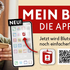 Ein Mann mit seinem Handy in der Hand wählt die neue Blutspende App - Mein Blut aus