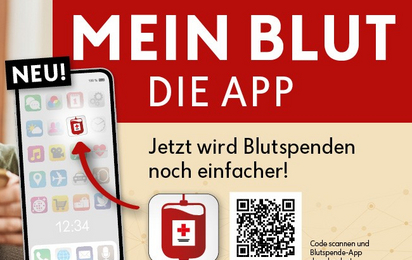 Ein Mann mit seinem Handy in der Hand wählt die neue Blutspende App - Mein Blut aus