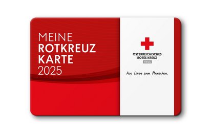 Zu sehen ist die neue Mitgliedskarte 2025 des Roten Kreuzes Tirol