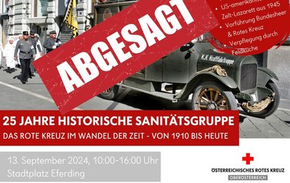 Absage Feierlichkeiten 25-Jahr-Jubiläum Historische Sanitätsgruppe Eferding