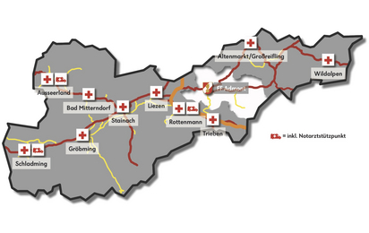 Übersichtskarte der Ortsstellen im Bezirk Liezen