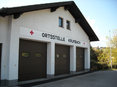 Die Ortsstelle Krumbach mit 3 Garagenplätzen im Obergeschoss der Feuerwehr Krumbach