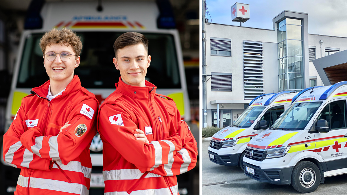 2 Zivildiener & Rettunsgautos des Rotek Kreuzes Burgenland